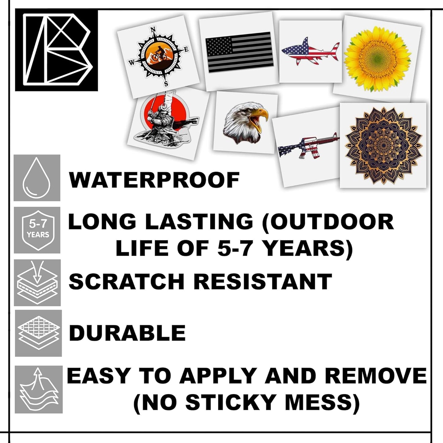 Compass Trees Mountain Sunset Sticker for Car Vinyl Decal Truck Window Bumper Motorcycle Stickers (12" x 12")