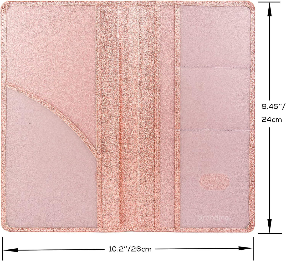 Leather Car Registration Insurance Holder Magnetic Shut, Glitter Rose Gold