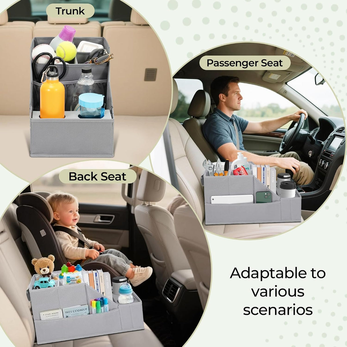 Car Seat Organizer Backseat Front Seat, Car Organizer With 12 Storage Compartments 2 Cup Holders, Snack Storage For Kids Baby, SUV Truck Van Collapsible Storage Bag For Travel, GY