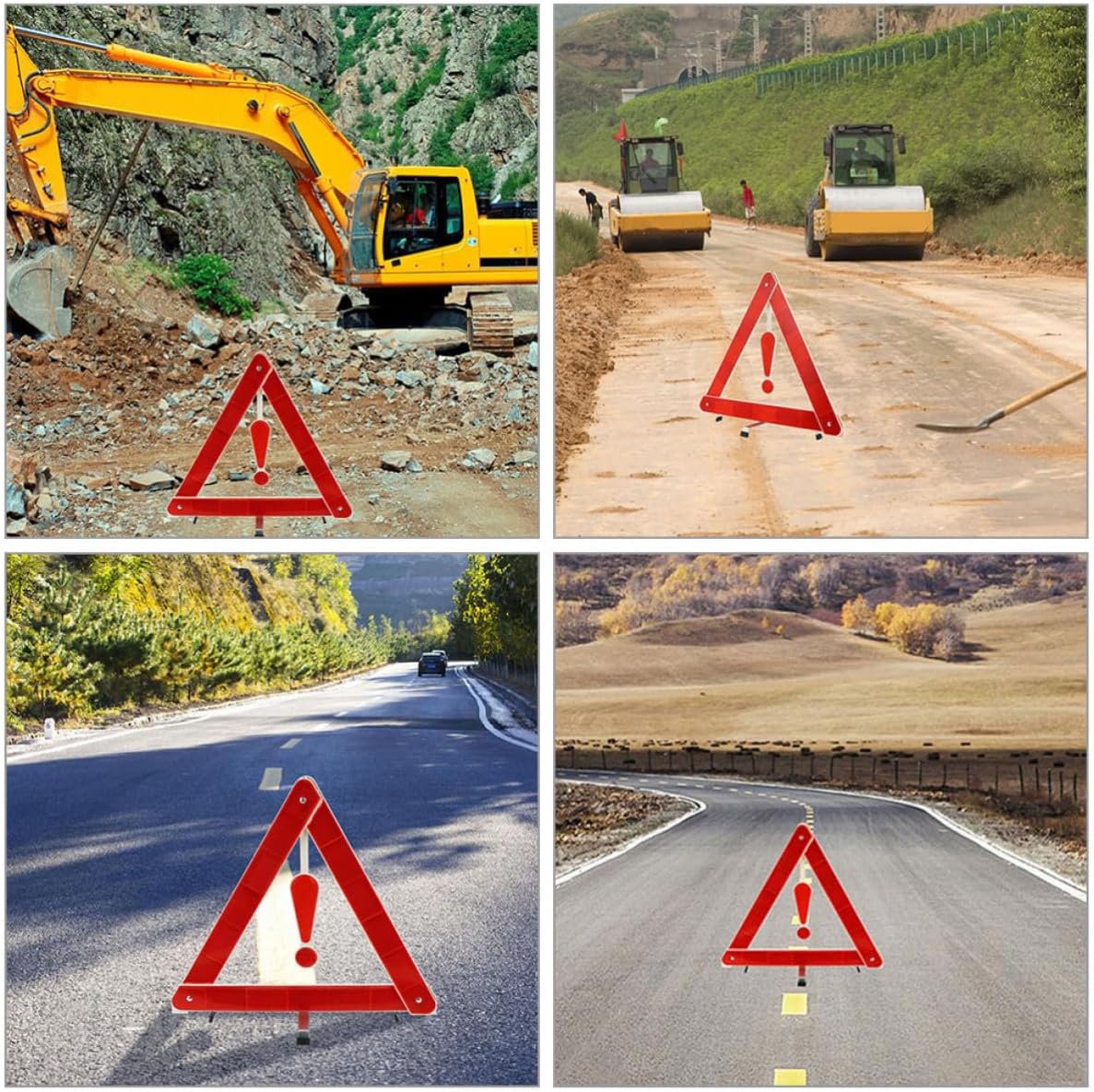 ERINGOGO 3pcs Emergency Triangle Warning Signs Reflective Safety Triangles Roadside Reflectors for Car and Truck Portable and Stable in Windy and Rainy Conditions