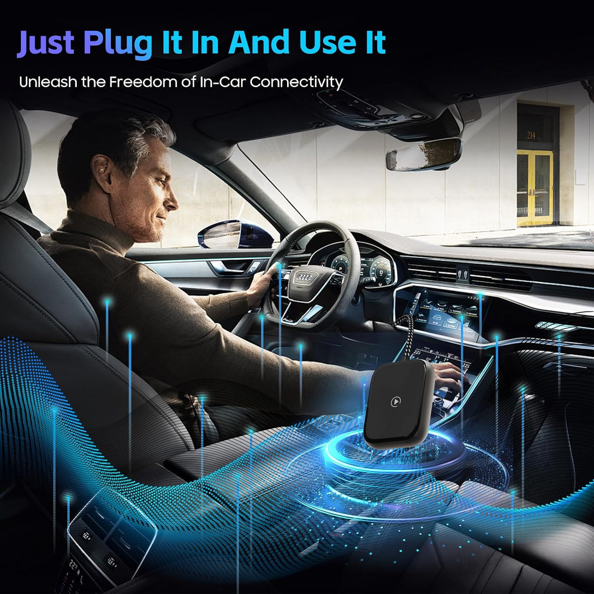 Wireless CarPlay Adapter for Apple iPhone, Convert Wired CarPlay to Wireless, Mini Car Play Dongle w/Plug & Play Bluetooth Connection, 2 USB-A to Type-C Converter for More Car Types (Black, Medium)