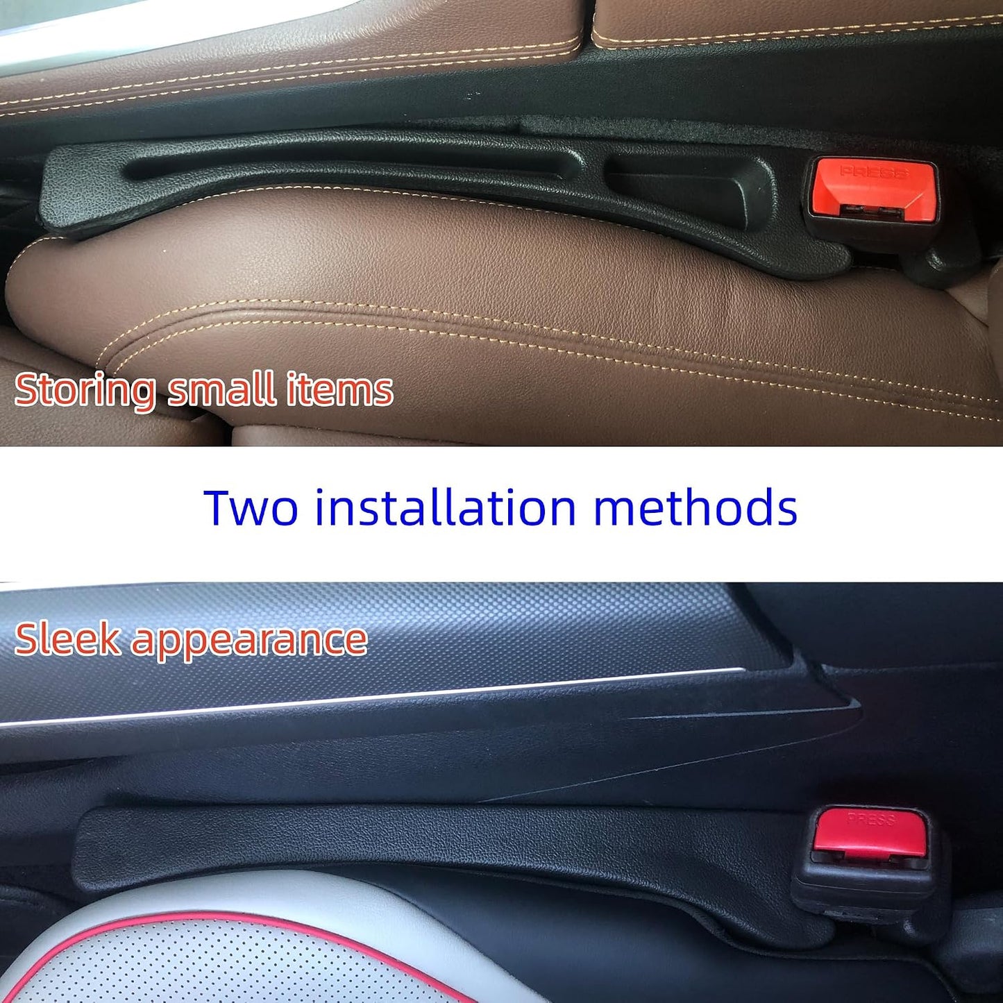 Car Seat Gap Filler Accessories,Storage Organizer Fit Car SUV Truck Fill The Gap Between Seat & Console Vehicle Console Side Pockets (Black)