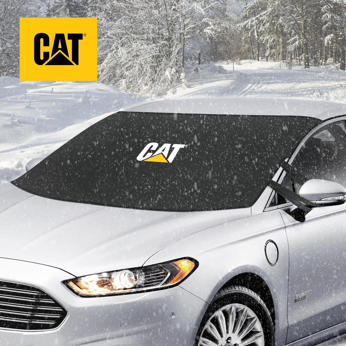 Cat® Windshield Snow Cover, Toughest Car Frost Protector for Ice & Sleet, Weatherproof for Winter, Includes Anti-Theft Straps, Freeze Protector for Auto Car Truck Van SUV, Wide Size 78"x45" inch,Black