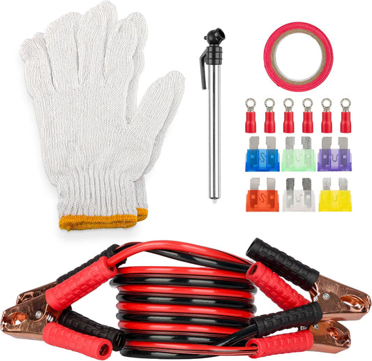 Stalwart Roadside Emergency Car Kit, 30-Piece, Gray/Red