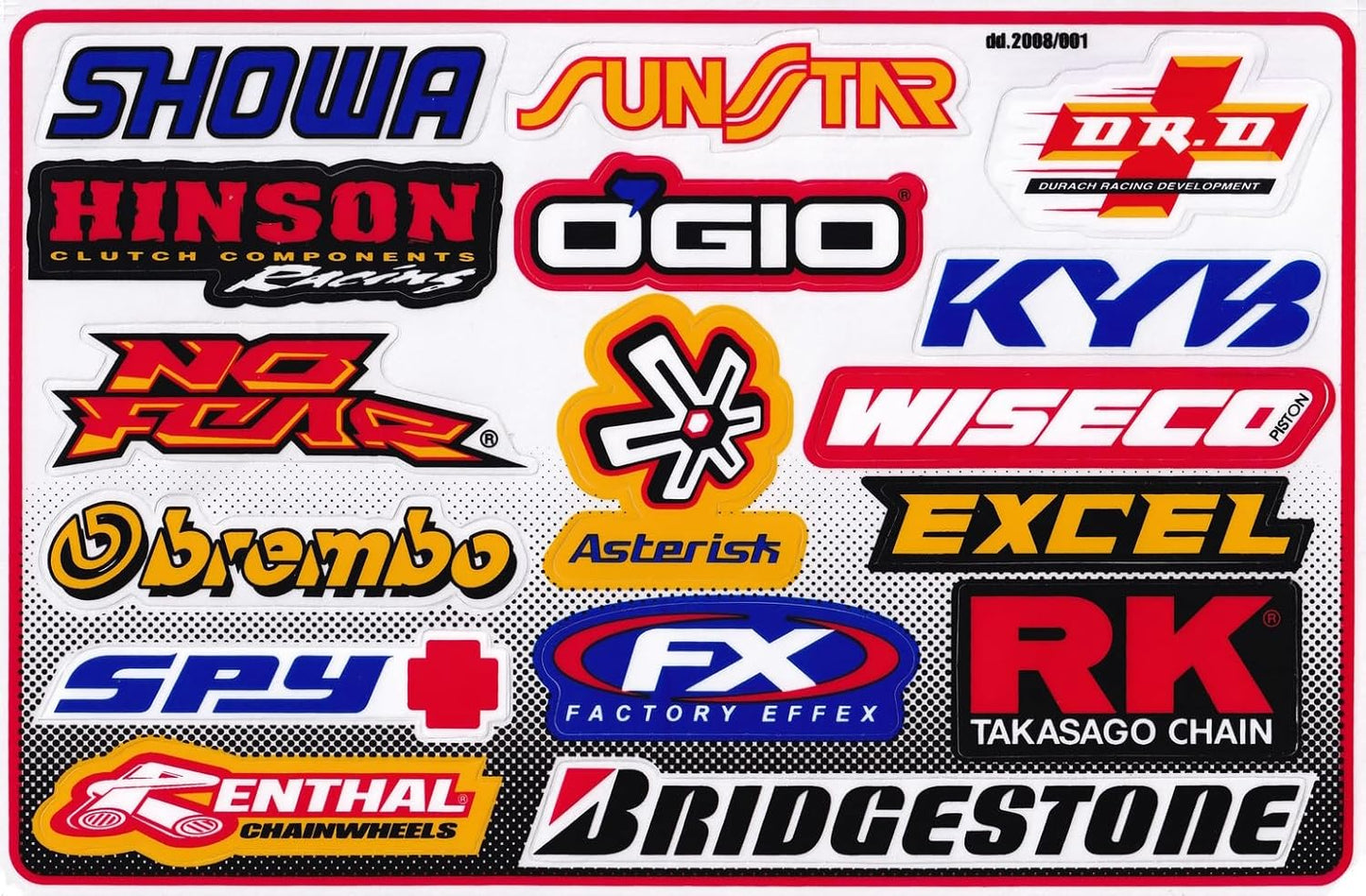 Set of 6 Multicolor Racing Stickers by Biker for Car, Metal, Plastic, Glass, Vinyl, Waterproof, Rectangular, Outdoor, Motorsports