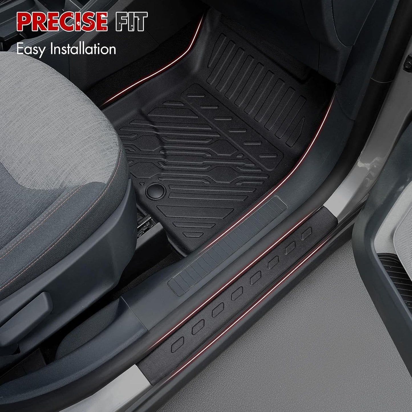 Mabett Floor Mats with Door Sill Protectors for Ford Maverick Hybrid Accessories 2026 2025 2024 2023 2022, All-Weather TPE Liner Mat Custom Fit Maverick Hybrid Model(NOT fit Gasoline)