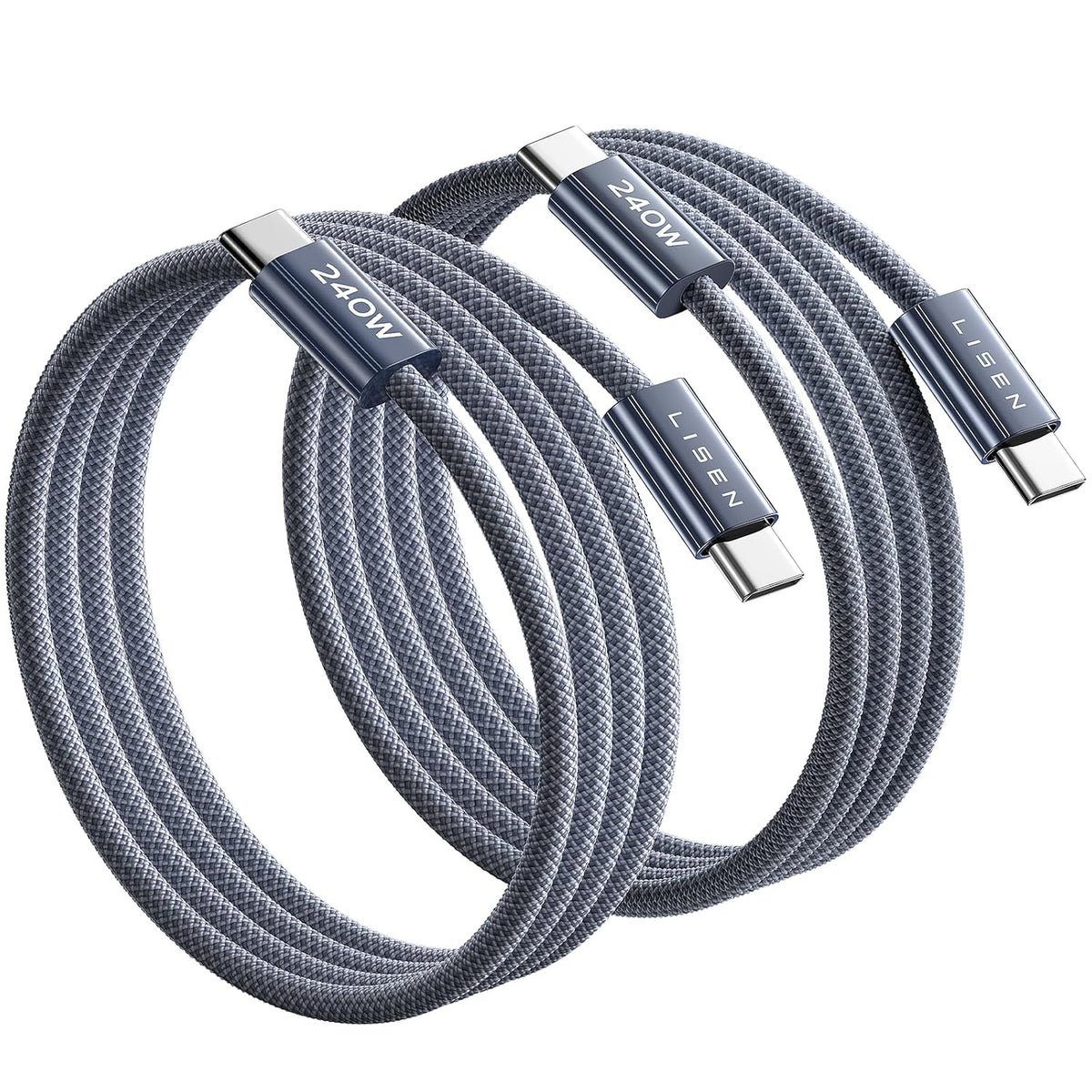 LISEN USB C to USB C Cable, 240W C to C Cable PS/2 Fast Charging [3.3FT, 2 Pack] Type C Charger Fast Charging USBC to USBC Cable for iPhone 17 16 15 Pro Max iPad MacBook Neo Air