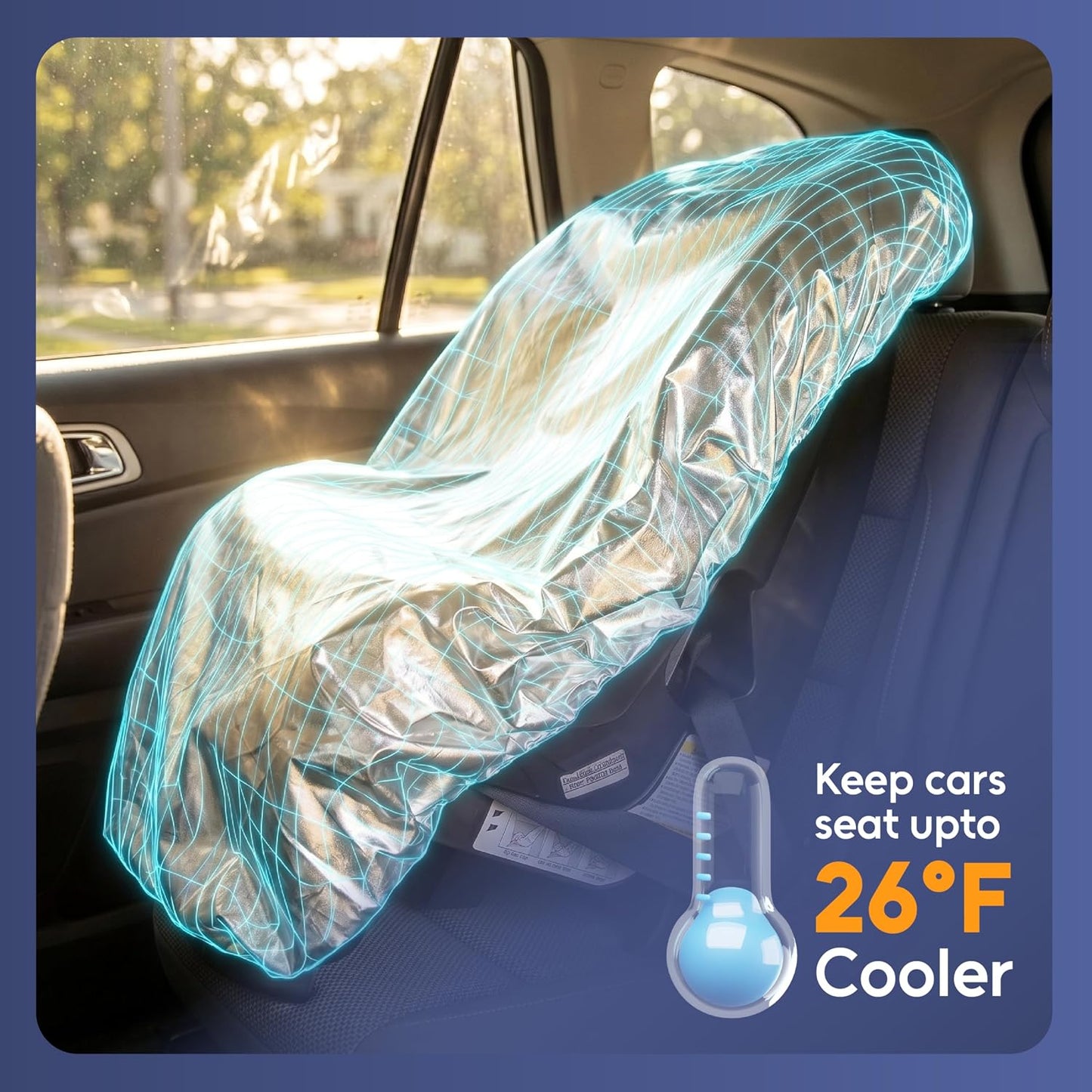 Mommy's Helper Car Seat Sun Shade Cover, Heat Reflective Protector | Universal Fit, Blocks Sun & UV, Reduces Heat Buildup, Baby & Toddler Car Seats, Easy Storage
