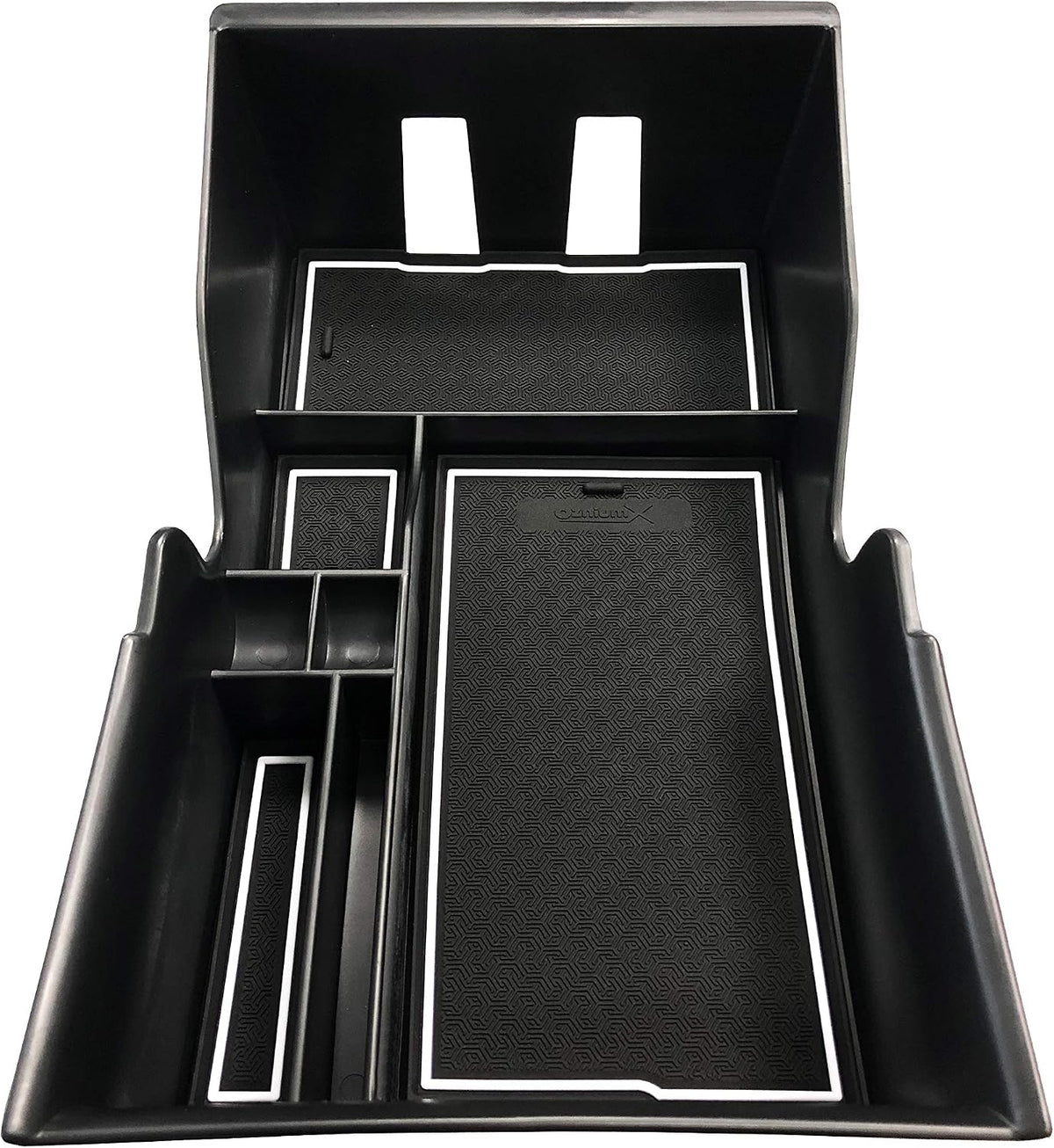OzniumX Center Console Organizer Storage Box for Tesla Model S/X, Black, Custom Upgrade Interior Accessory with Coin and Sunglass Holder, Armrest Box Secondary Storage