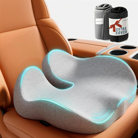 Car Seat Cushion, Memory Foam Cushion with Carry Handle for Drivers, Orthopedic Sciatica & Tailbone Pain Relief for Long Driving, Comfort