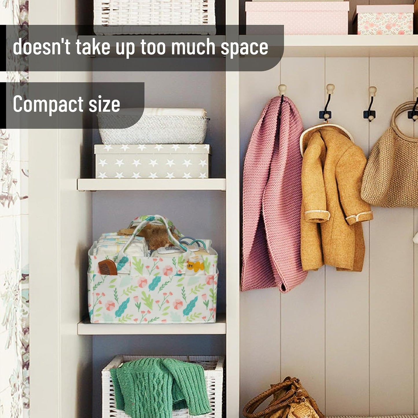 Mr. Pen- Baby Diaper Caddy Organizer, Blooming Palette | Nursery Storage Bin and Car Organizer for Diapers and Baby Wipes