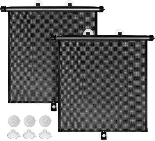 SYOURSELF Sun Shade for Car Window Baby, 2 Pack Retractable Sun Shade for Car Blocks Maximum UV Rays & Ice-Crystal Cooling, Roller Sunshade Visors for Baby, Children, Pets, and Passengers