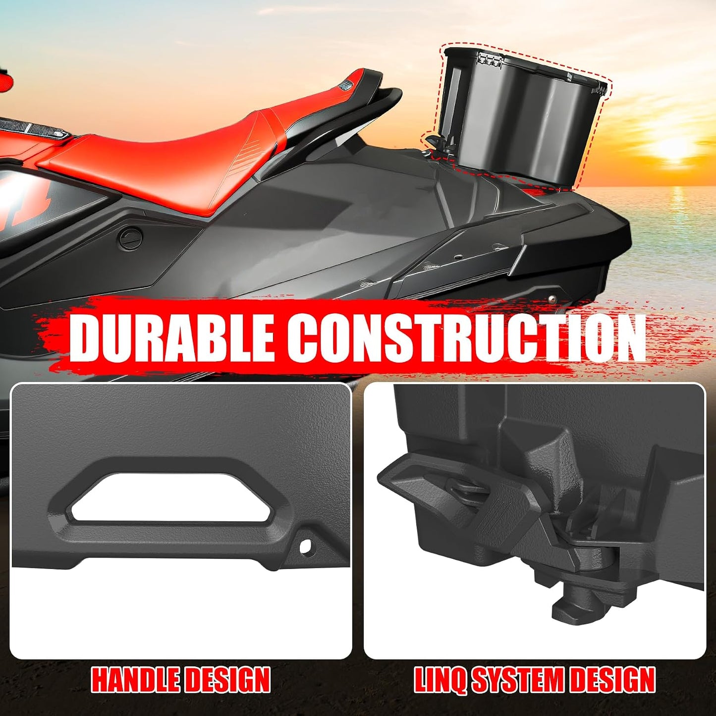 7.8Gal/30L Rear Cargo Box for Can-Am Maverick X3 MAX, Commander | Waterproof Rear Bed Tool Storage Modular Box for Can Am Maverick Trail, Ski Doo, Defender Accessories, Replacement #715006830