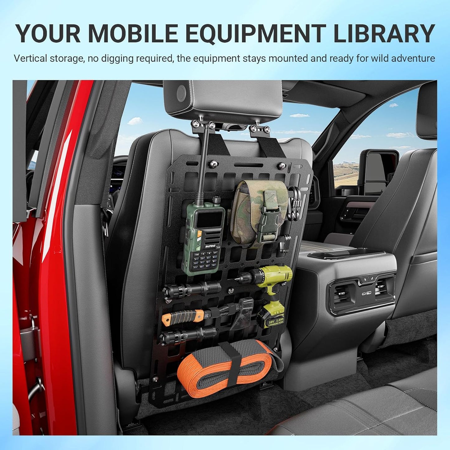 SZYANG 2PCS Seatback Molle Panel Compatible with 2022-2026 Toyota Tundra Seatback Organizers for 1 Seat Tactical Truck Organizer Replacement for 2022-2026 Toyota Tundra Accessories
