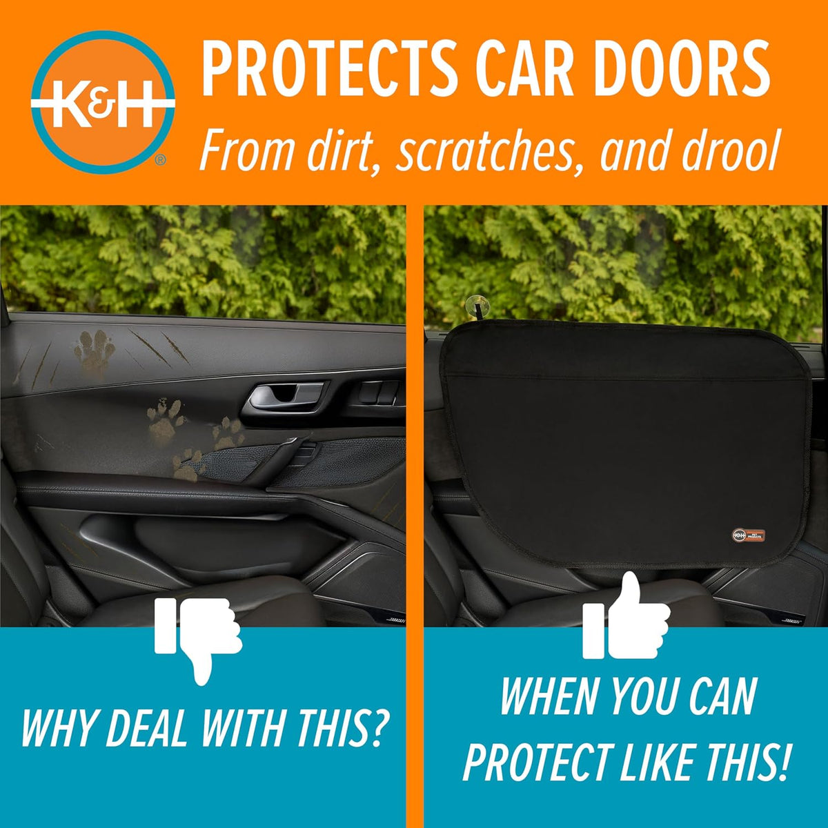 K&H Car Door Protector for Dogs, 2 Pack - 27x19in Black