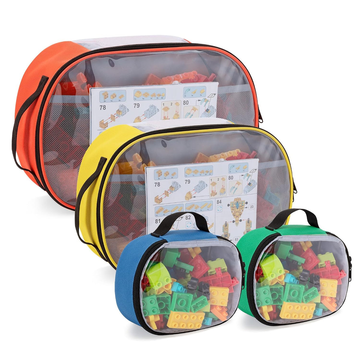 Rexmica 4 pcs Toy Storage Organizer Travel Bag for Building Bricks