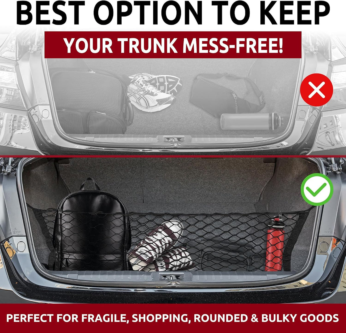 Envelope Style Automotive Elastic Trunk Mesh Cargo Net for Subaru Legacy 2020-2025 - Premium Trunk Organizer and Storage - Luggage Net for Sedan - Car Organizer for Subaru Legacy