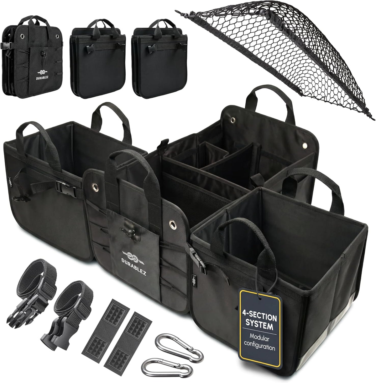 Extra Large Car Trunk Organizer System, Modular & Collapsible, Black