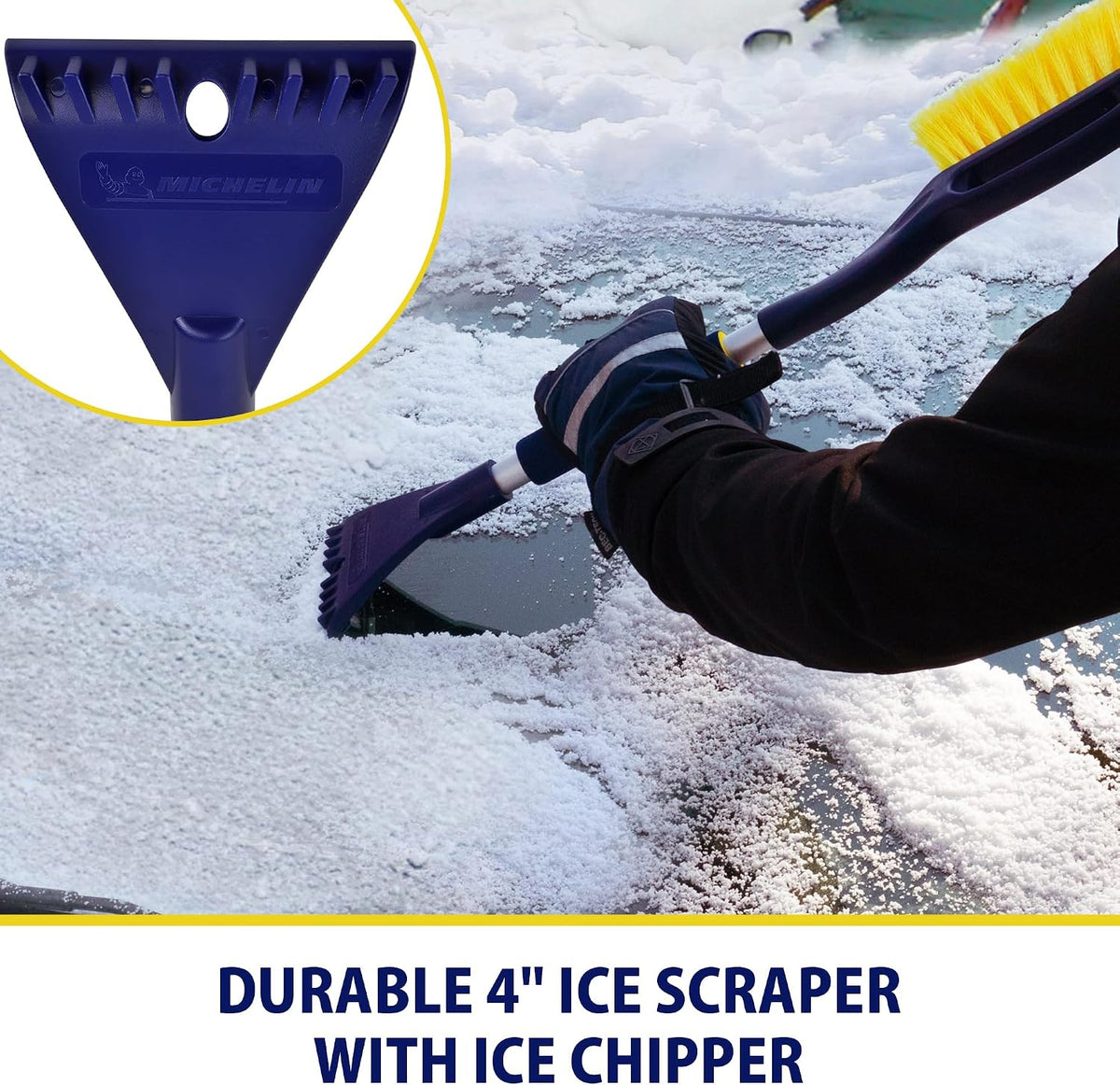 Michelin Snow Brush for Car Windshield (Pack of 2) – 25" Heavy Duty Snow Remover with Ice Scraper, Ergonomic Foam Grip, Power Scraping Handle, Lightweight Aluminum Shaft for Car, SUV, Truck, Van