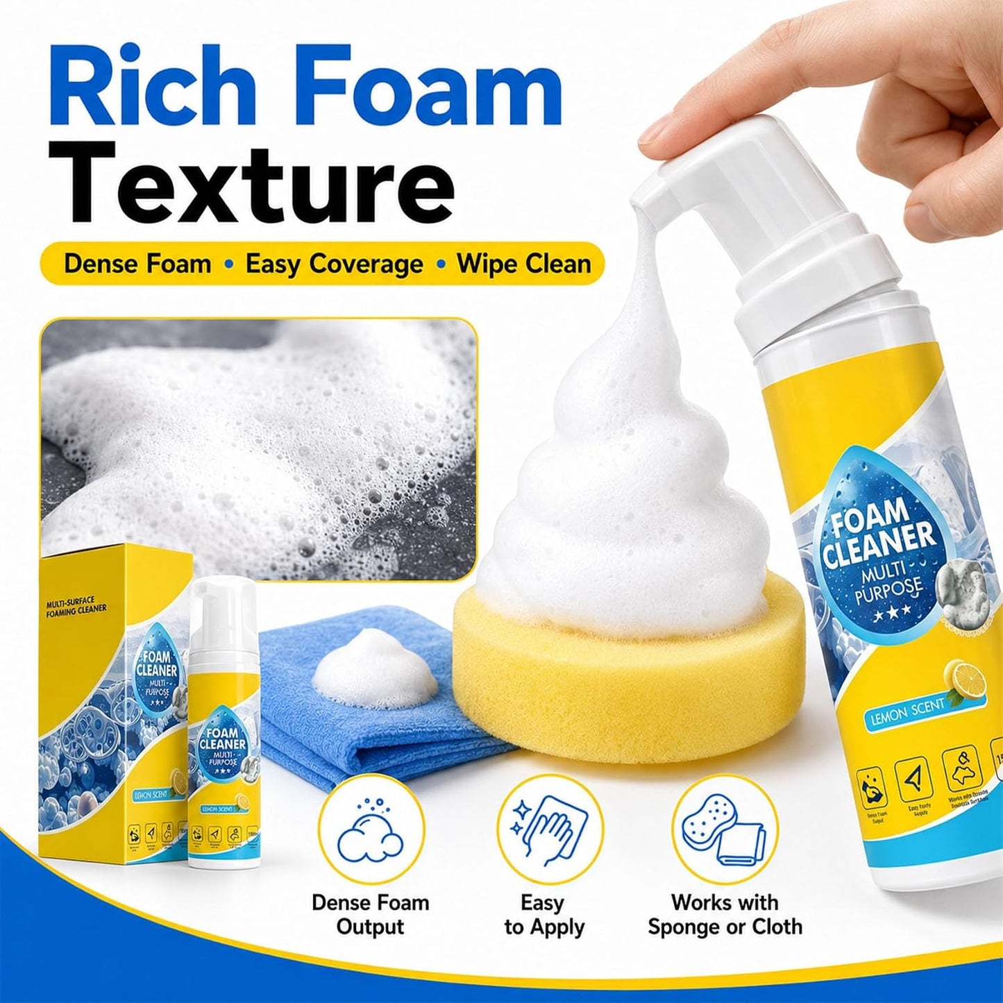 Lanenow Foam Cleaner All Purpose, Deep Cleaning Foam Cleaner for Car Interior, Dashboard, Seats, Kitchen, Bathroom Tile and Home Surfaces (1pcs)