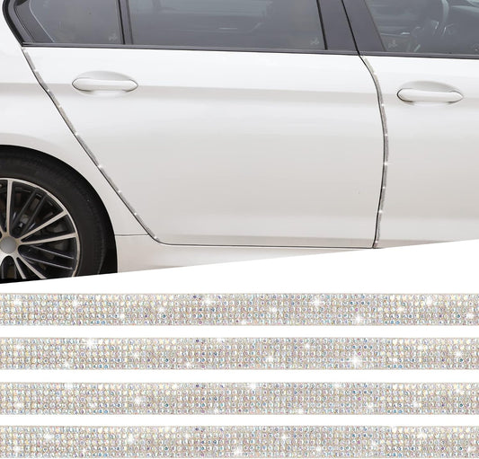 TOMALL Bling Car Door Guard Crash Bumper Crystal Anti-Scratch Strip Sticker Crystals Car Door Bumper Protector Accessory DIY for Interior and Exterior Decoration Styling Accessories AB White