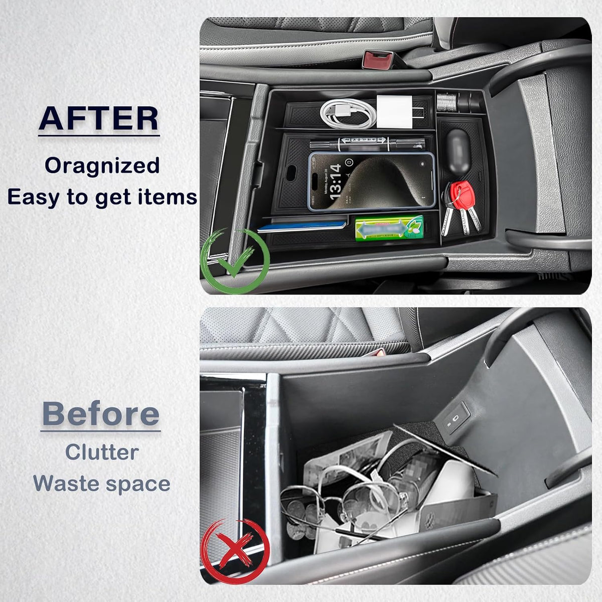 Center Console Organizer for 2024-2026 VW Atlas/Cross Sport