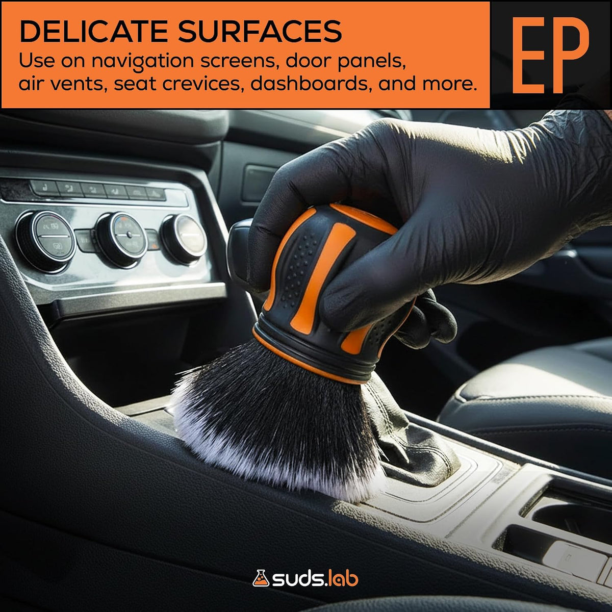 Suds Lab Elite-Plush Detailing Brush with Stand, Ultra-Soft, Scratch-Free