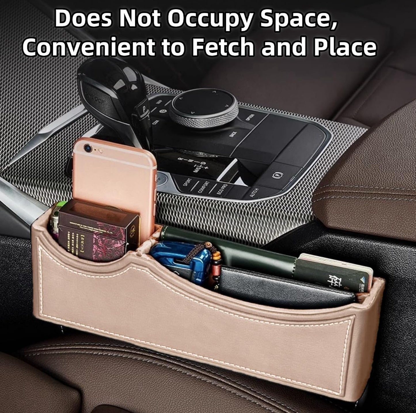 Car Seat Gap Organizer Large Capacity Leather Storage Box with Charging Port Multi-Purpose Car Seat Crevice Storage Solution for Phones Wallets Cards Ideal for Car Organization (Modern, White-Double)