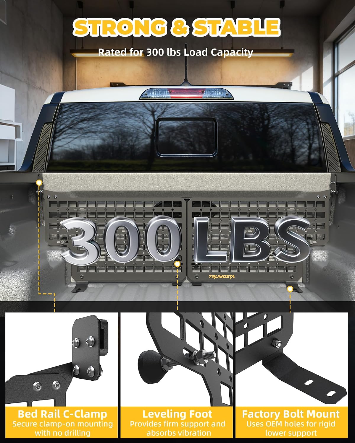 Trumgeta Aluminum Front Bed MOLLE Panel Fit for 2022–2026 Ford Maverick, No-Drill Installation, Heavy-Duty Truck Bed Organizer Storage Rack System for Tools and Outdoor Gear