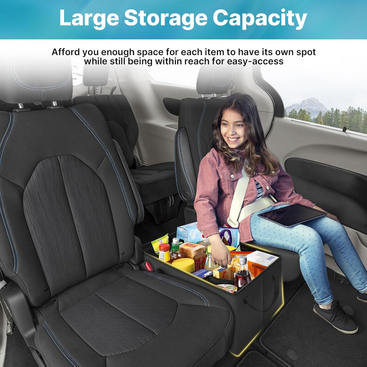 Mixsuper Liner Car Seat Organizer for Chrysler Pacifica 2017-2026, Console Organizer Backseat Box for Pacifica, Supplies Dog Box Storage Bin Travel Accessories