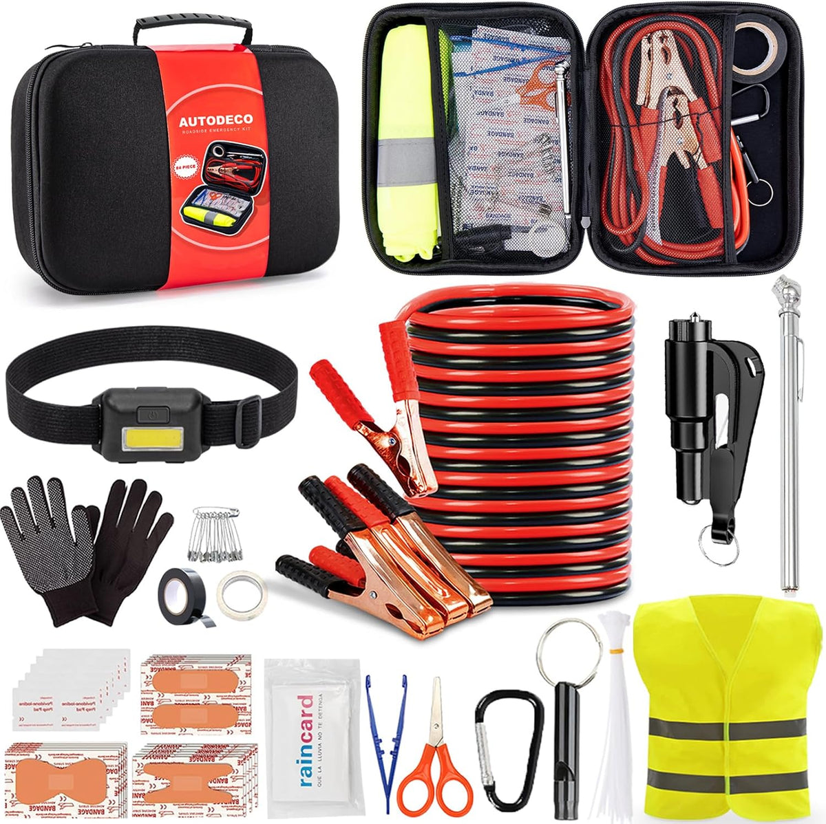 Car Roadside Emergency Kit, Portable Car Safety Kit Car Kits for Emergency, Black