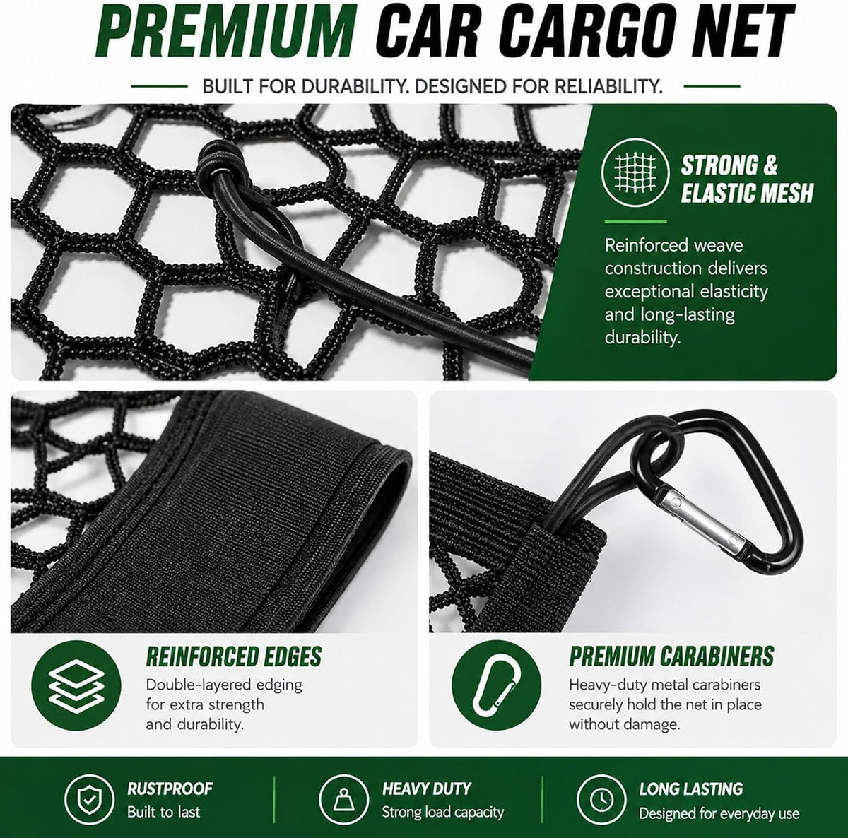 Fit for Mazda CX-5 2013-2026 Envelope Style Rear Tailgate Cargo Net, Custom Fit CX5 Accessories Liftgate Storage Organizer, Heavy Duty Elastic Mesh with Reinforced Carabiners