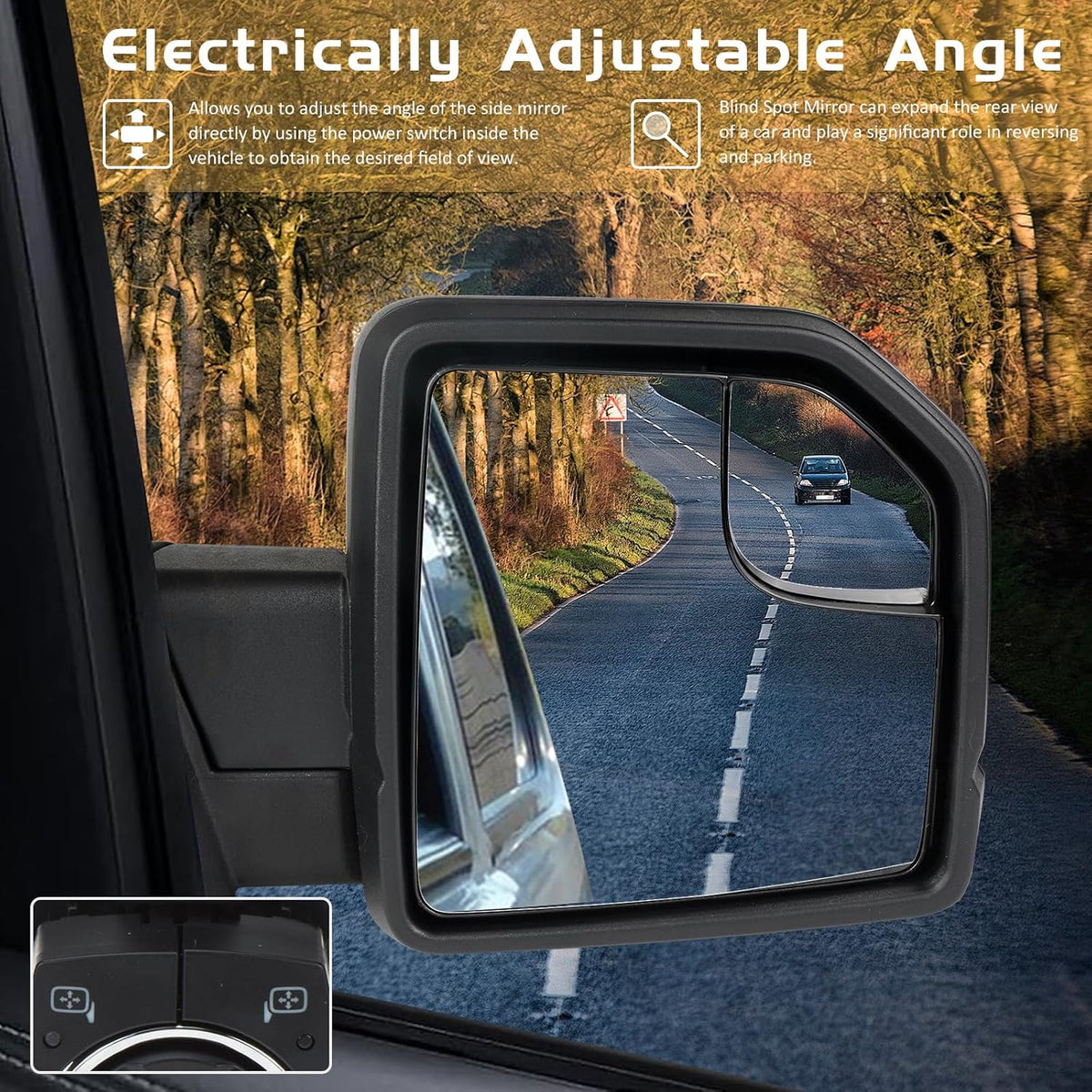 Right Passenger Side Door Mirror Assembly Compatible with Ford F150 2015-2020 with Turn Signal, Power Heated, Blind Spot Glass Replaces ‎FL3Z17682CB (6 Pins)