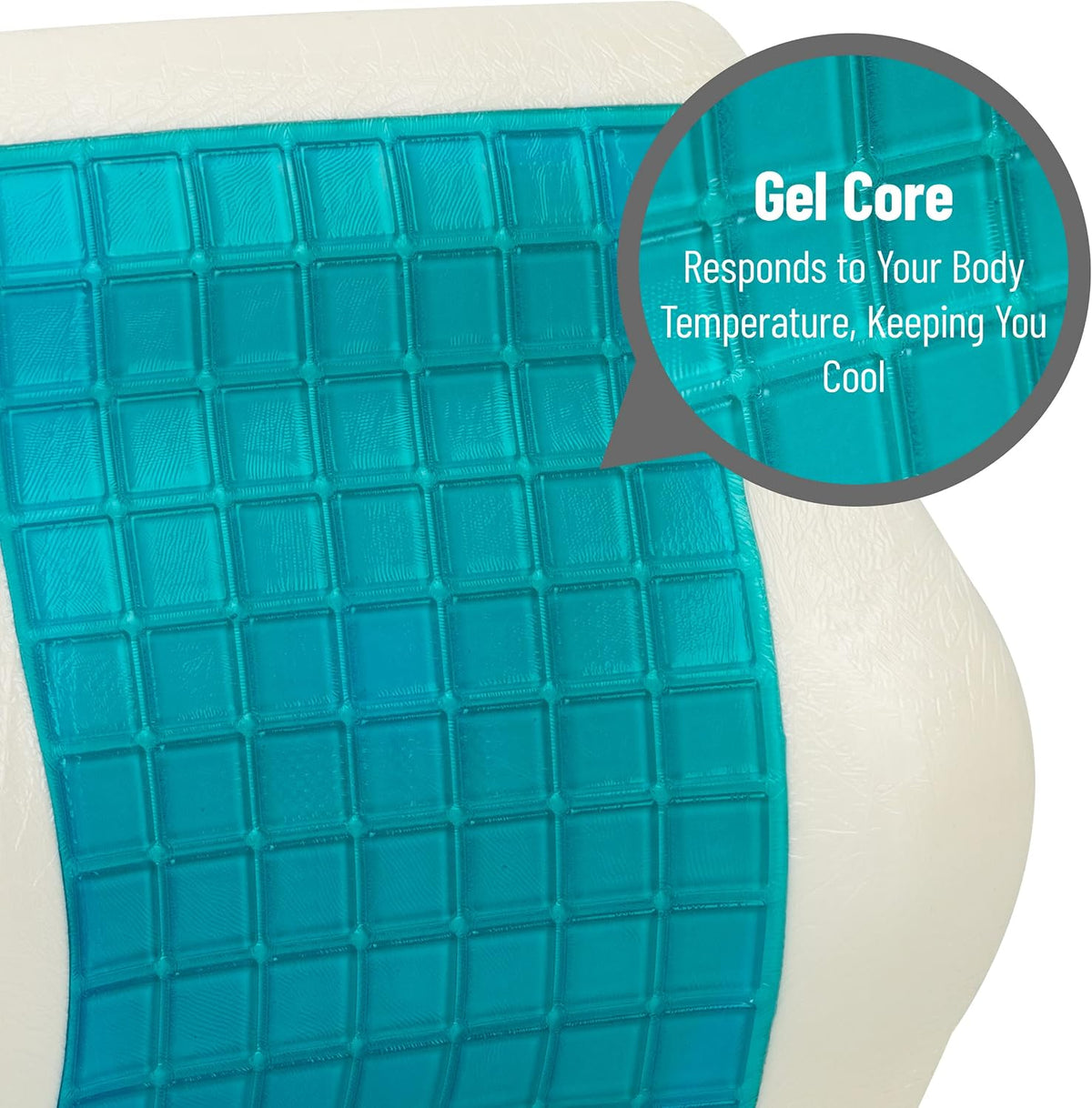 Mind Reader Lumbar Support Cushion for Office Chair and Car Seat, Memory Foam and Cooling Gel Core, Air-Cloud Technology, 15.5" L x 3.75" W x 14.25" H, Black