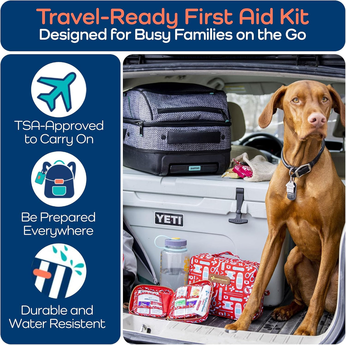 KeepGoing Travel First Aid Kit for Kids, 130 Pc. TSA-Approved Travel Size
