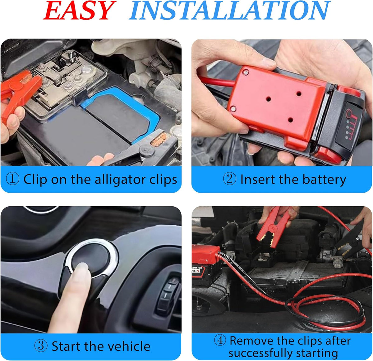 2FT 8AWG Silicone Jumper Cables Compatible with Milwaukee M18 Batteries