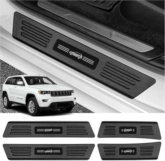 ZZEQYG 4 Pcs Door Sill Protector for Jeep Grand Cherokee (Not for L Model) 2011-2021 Accessories ABS Material Door Sill Guards Trim