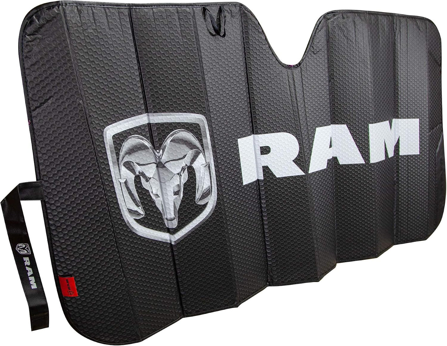 Plasticolor 003860R01 RAM Logo Black Matte Finish Front Windshield Accordion Sunshade