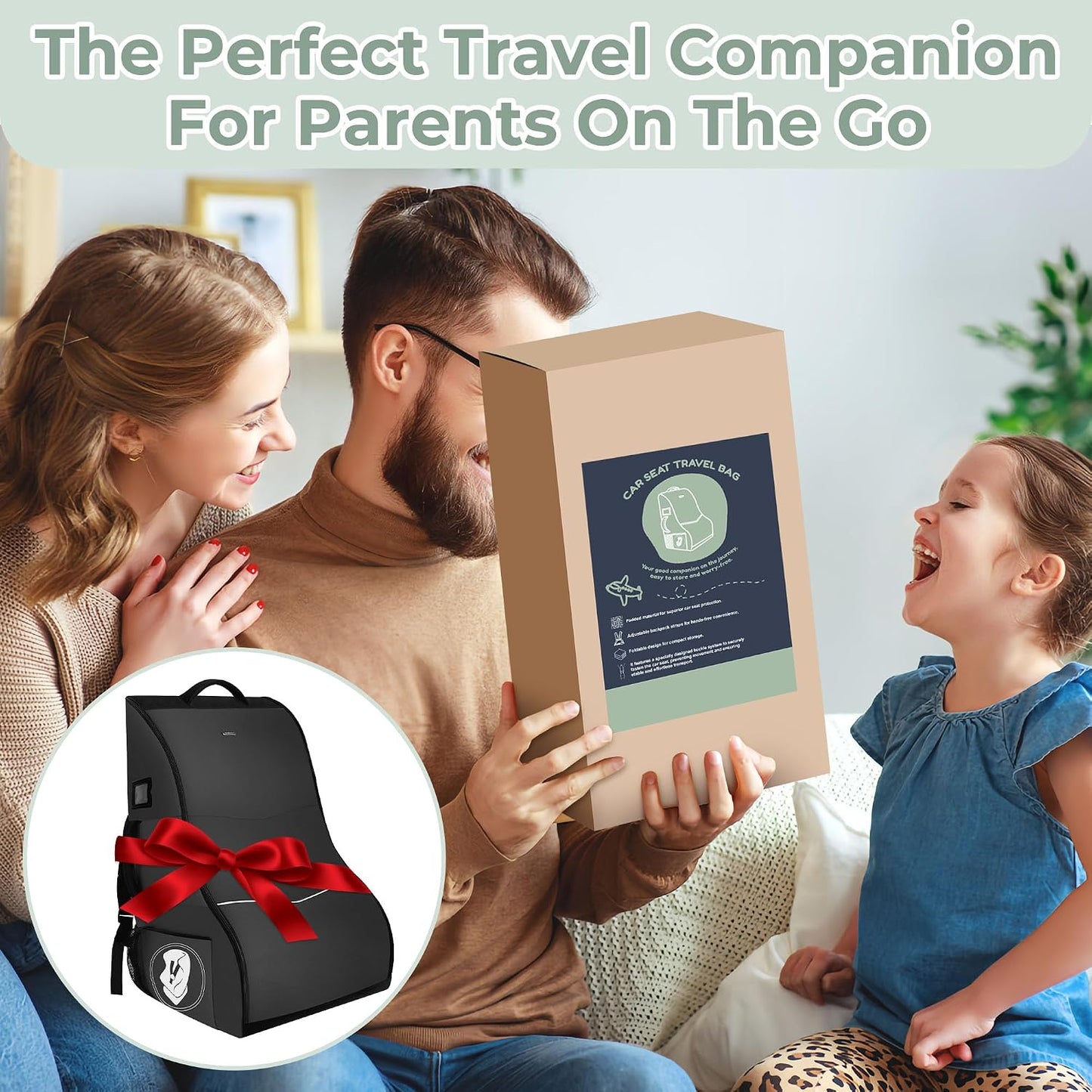 Car Seat Travel Bag for Airplane – Waterproof Heavy Duty Carseat Backpack for Gate Check or Airport Travel – Fits Infant, Convertible & Booster Seats, Black
