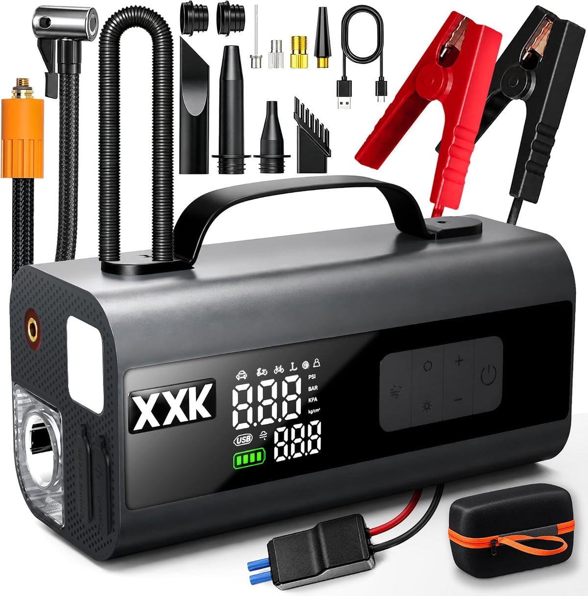 9000A Jump Starter with Air Compressor, 160PSI Portable Tire Inflator