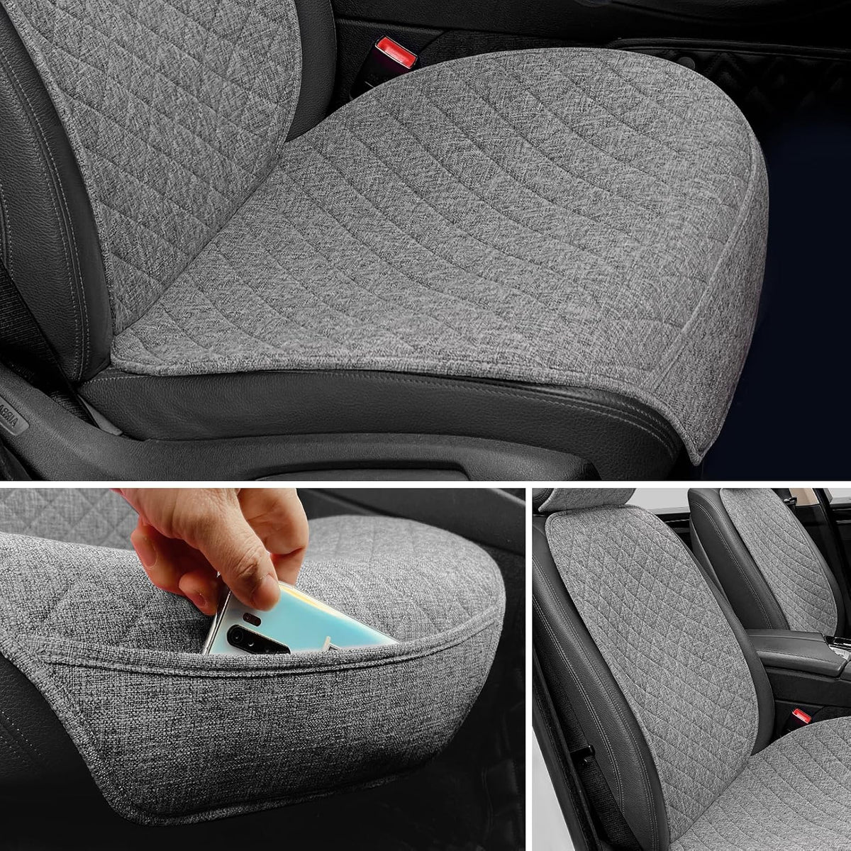 BOPUOVRE Linen Front Car Seat Covers Breathable Fabric