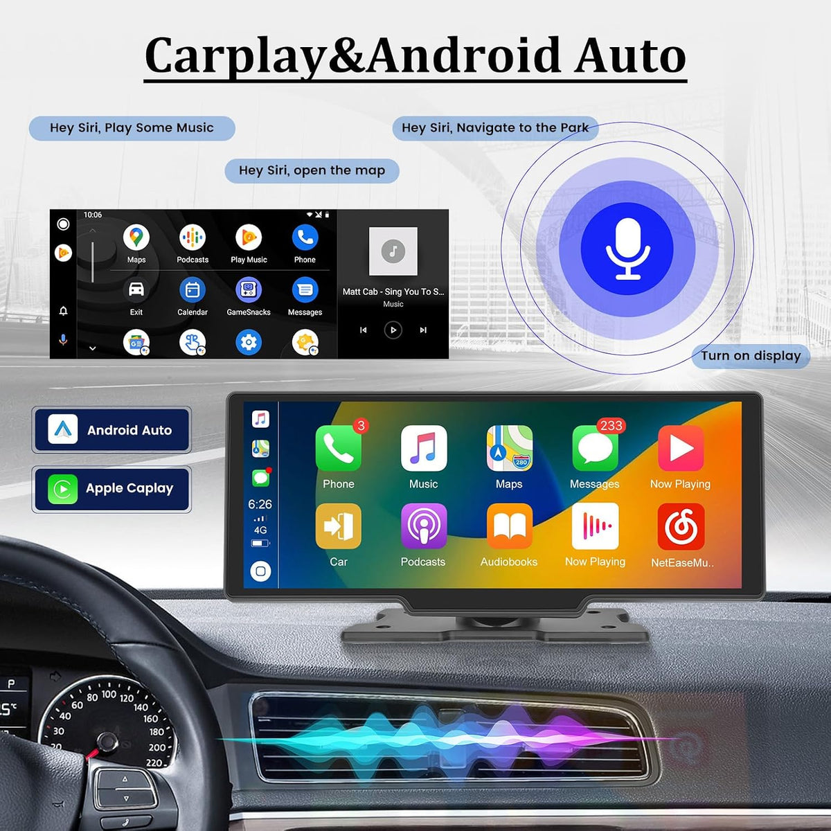 Carplay Screen Stereo 10.3 inch HD Wireless Car Play & Android Auto