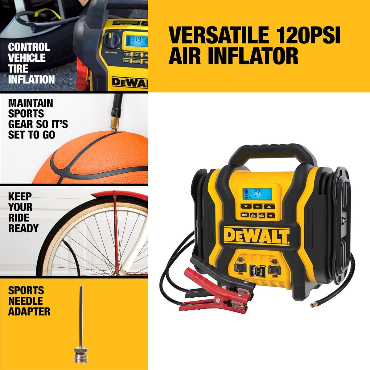 DEWALT DXAEPS14 2000 Peak Amp Jump Starter with 120 PSI Air Inflator