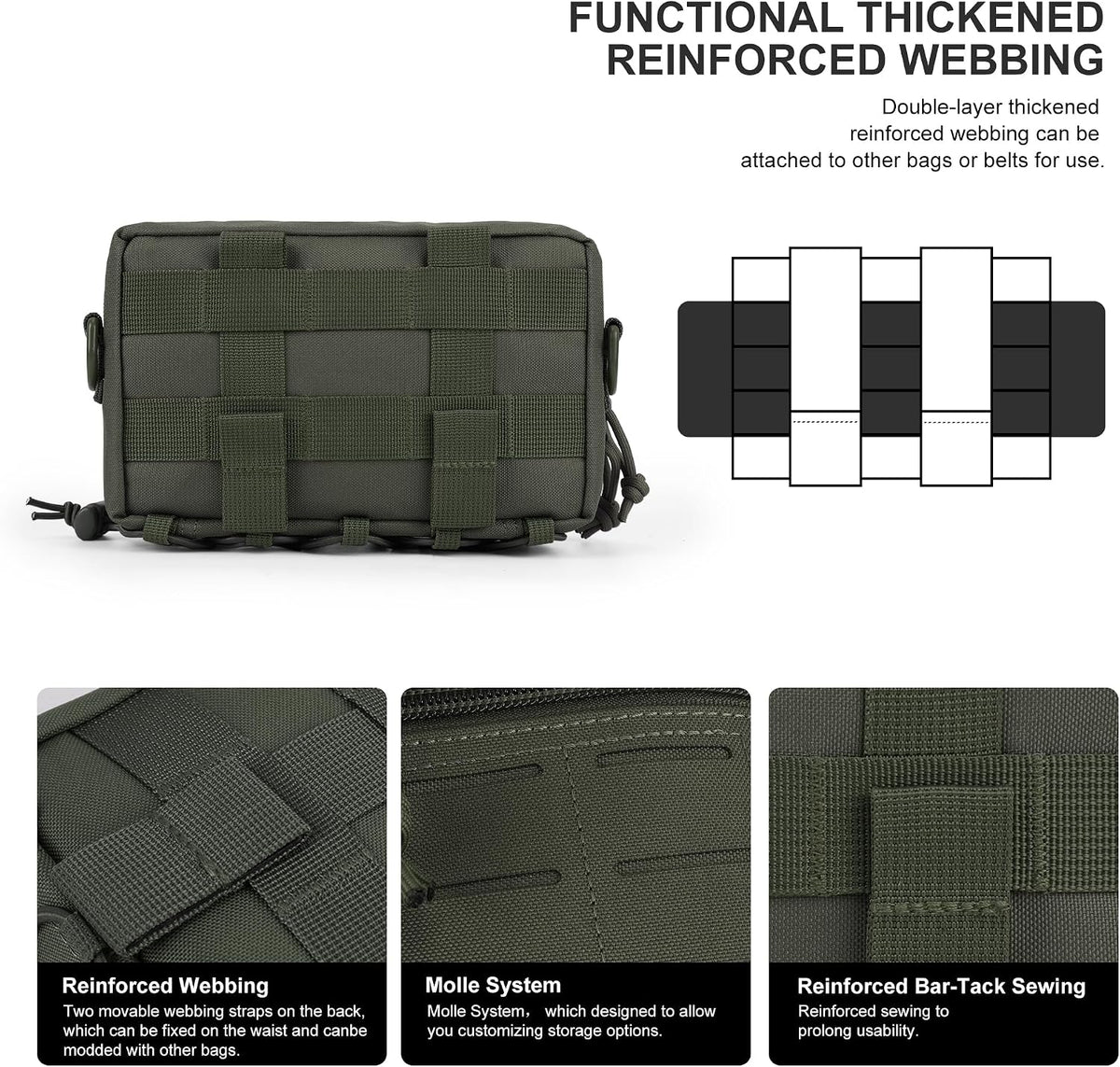 Mardingtop 600D/Cordura Tactical Molle Utility Pouch, Small Military Admin EDC Tool Organizer Bag