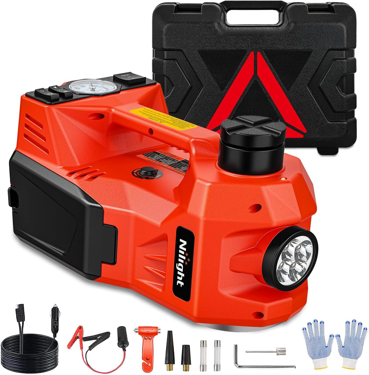 Nilight Electric Car Jack 5 Ton 12V Hydraulic Floor Jacks w Pump LED Light