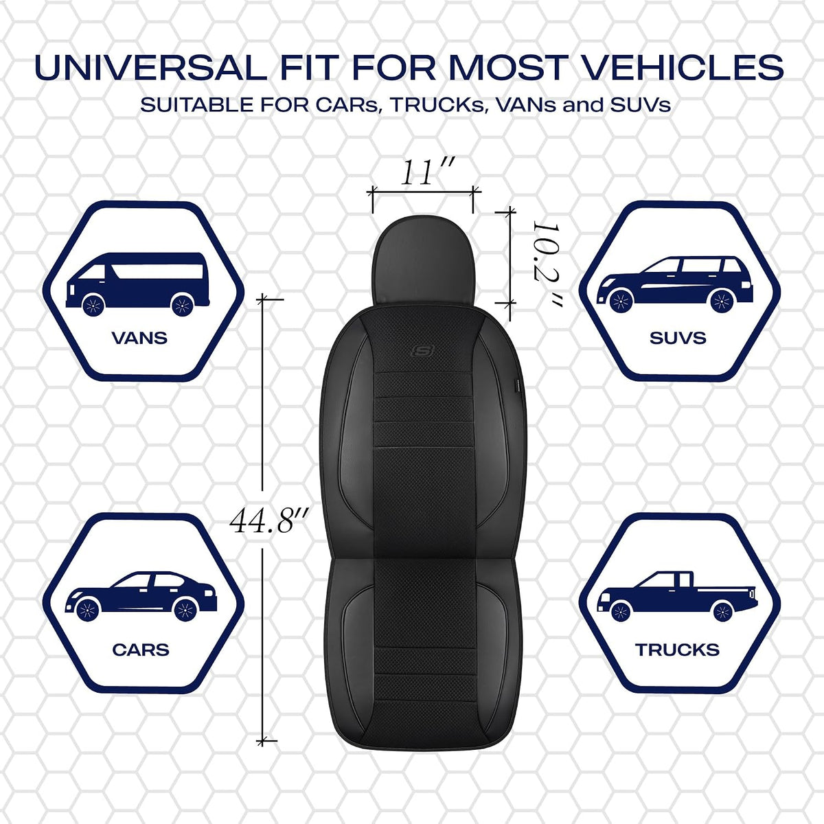 Skechers Air-Cooled Memory Foam Seat Covers,Mesh Thick Car Seat Covers,Piping Leather Car Seat Covers Front Seats,Airbag Compatible,Automotive Comfort Universal FitMost Cars,Vans,Truck,SUV,Black