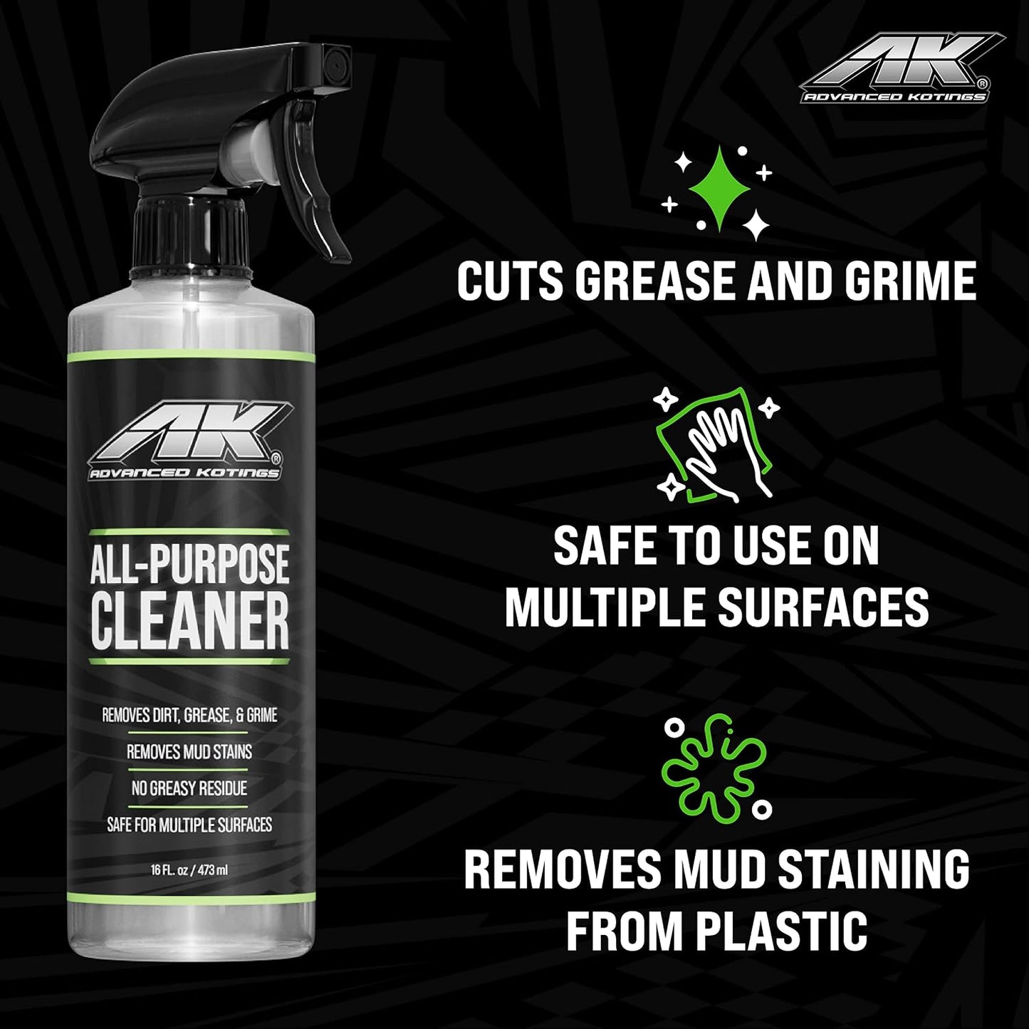 Advanced Kotings All Purpose Cleaner | Interior or Exterior Spray for Cars, ATVs, UTVs, Dirt Bikes, Motorcycles and More | Removes Dirt, Oil, Grime and Shines Surfaces | 16 fl oz Spray - 2 Pack