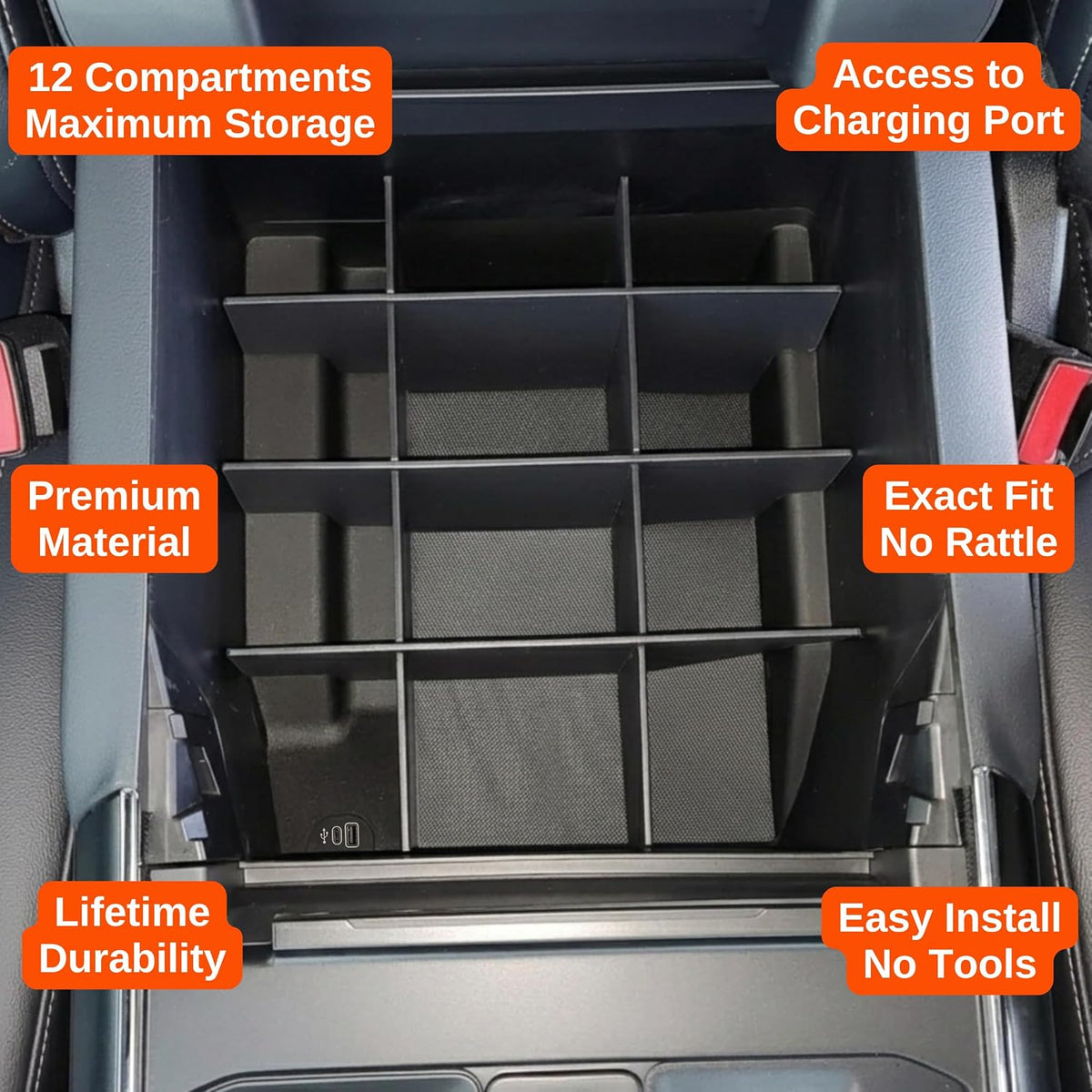 Vehicle OCD - Center Console Organizer for Ford F150 (2021-2026) (Full Console w/Bucket Seats ONLY) - Made in USA - Select 2024-2026 Models - SLX169