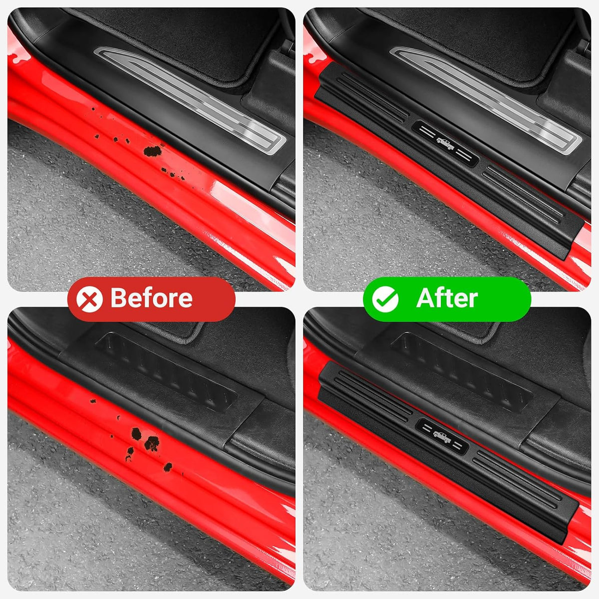 4PCS Door Sill Protector for 2019-2026 Chevy Silverado GMC Sierra 1500 Door Sill Guard Replace 2025 Silverado 1500 Accessories ABS Material