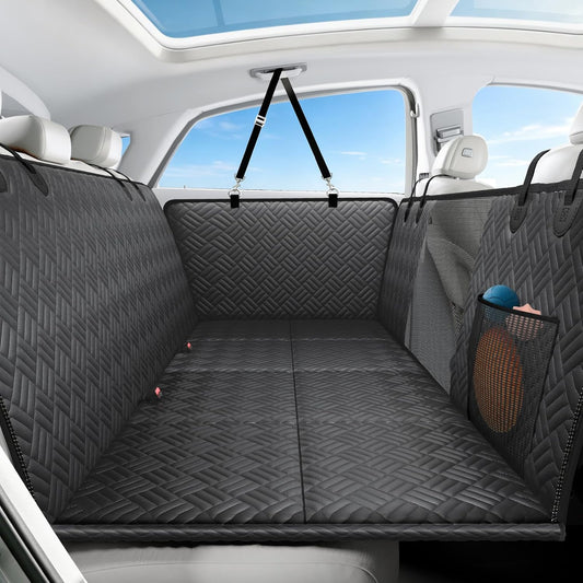 PROZAR Dog Car Seat Cover for Back Seat, Hard Bottom Back Seat Extender, Pet Cover for Dogs - Supports 400lbs, Waterproof Heavy Duty Scratch Dog Hammock for Compact Cars/SUVs, 51in -Black
